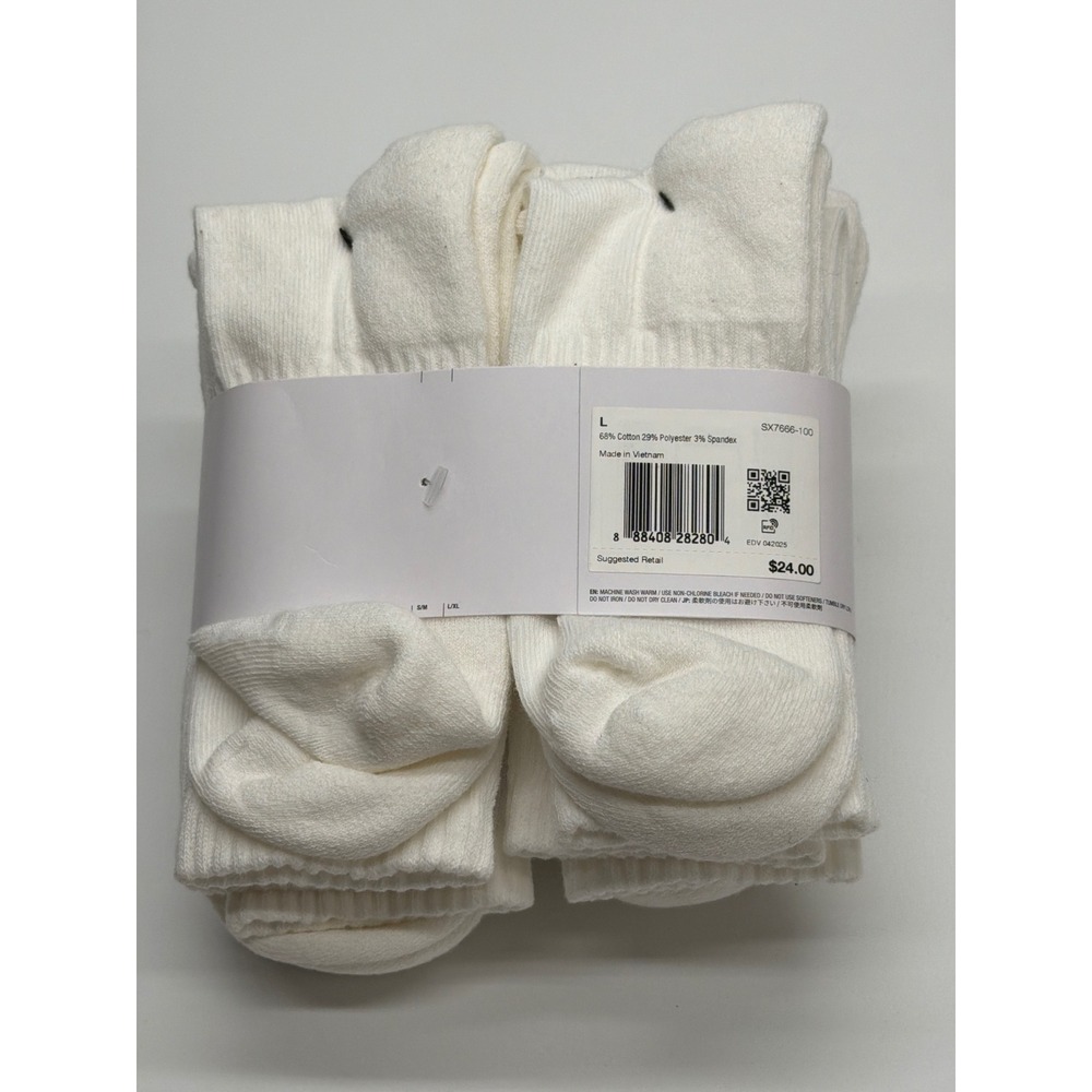 Nike Everyday Cotton Cushioned Crew Socks 6 Pair White Mens 8-12 SX7666-100 NEW - Picture 2 of 4